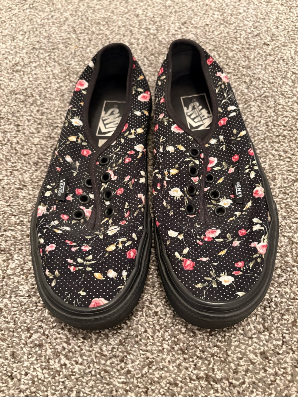 Vans Black Floral Low-Top Sneakers